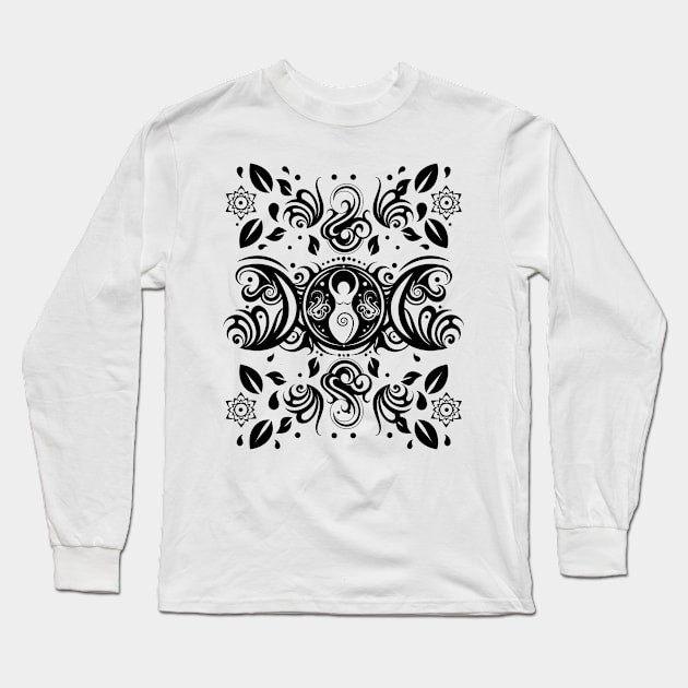 Triple Moon Goddess Long Sleeve T-Shirt by Nartissima